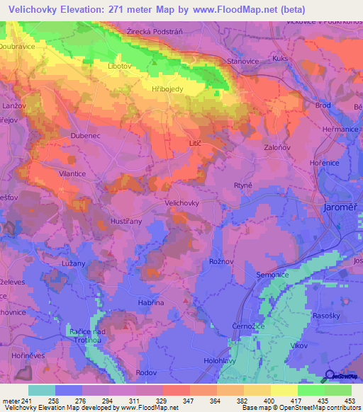 Velichovky,Czech Republic Elevation Map