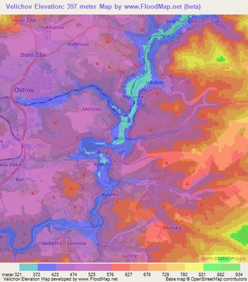 Velichov,Czech Republic Elevation Map