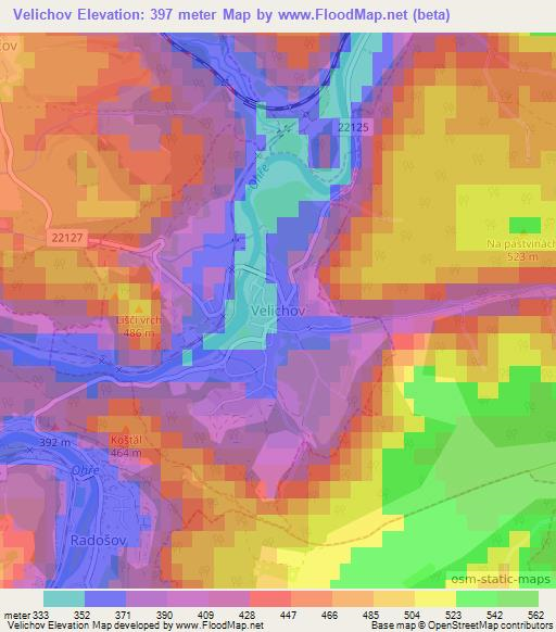 Velichov,Czech Republic Elevation Map