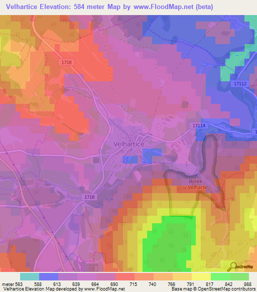 Velhartice,Czech Republic Elevation Map