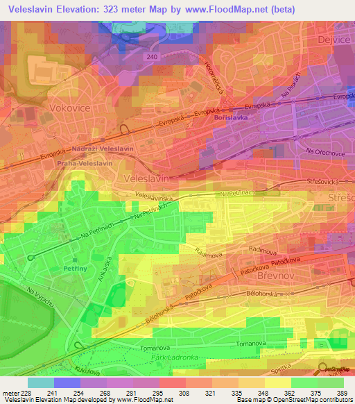 Veleslavin,Czech Republic Elevation Map