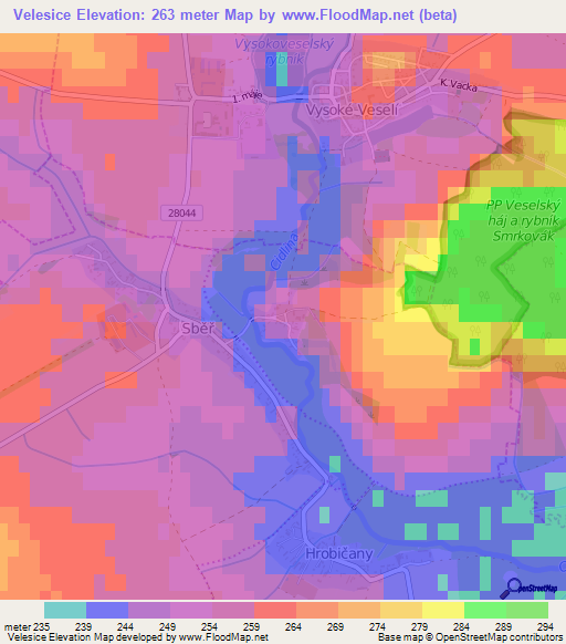 Velesice,Czech Republic Elevation Map