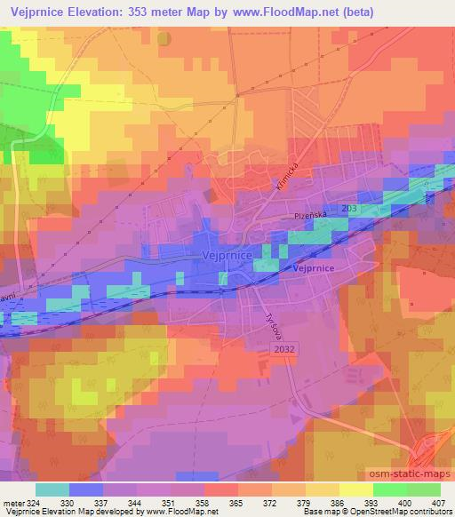 Vejprnice,Czech Republic Elevation Map