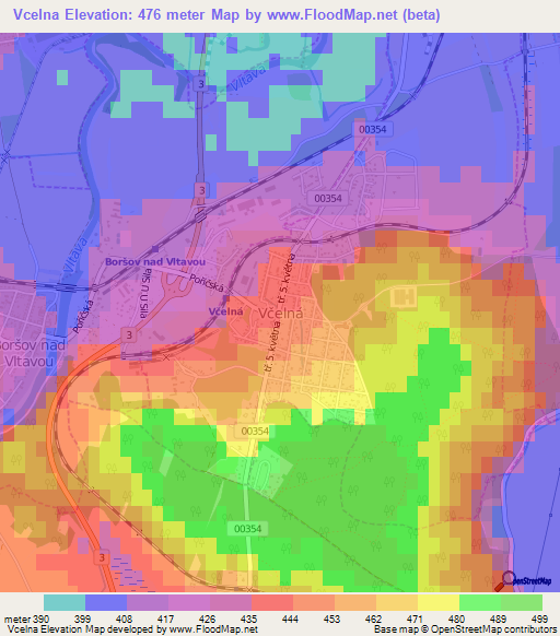 Vcelna,Czech Republic Elevation Map