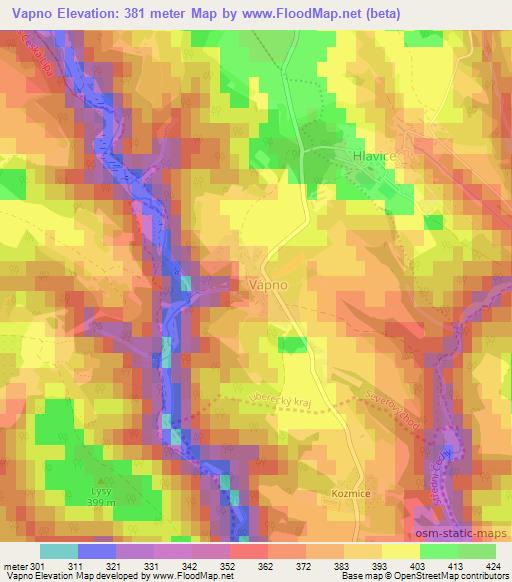 Vapno,Czech Republic Elevation Map