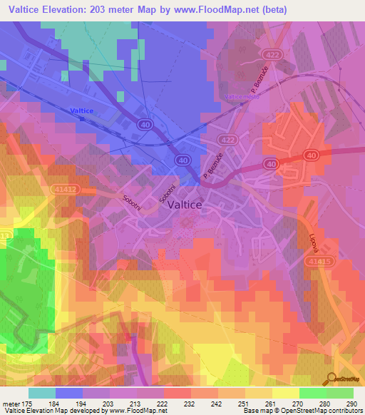 Valtice,Czech Republic Elevation Map