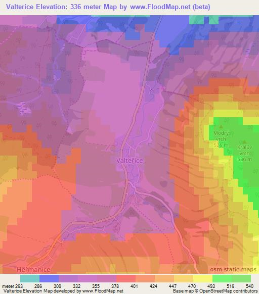 Valterice,Czech Republic Elevation Map