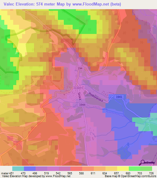 Valec,Czech Republic Elevation Map