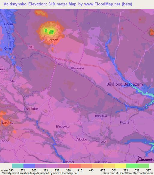 Valdstynsko,Czech Republic Elevation Map