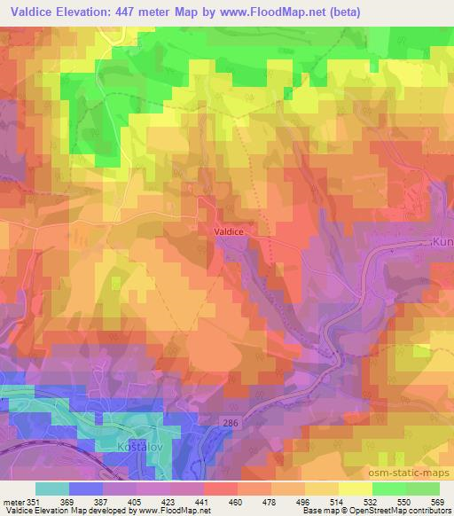 Valdice,Czech Republic Elevation Map