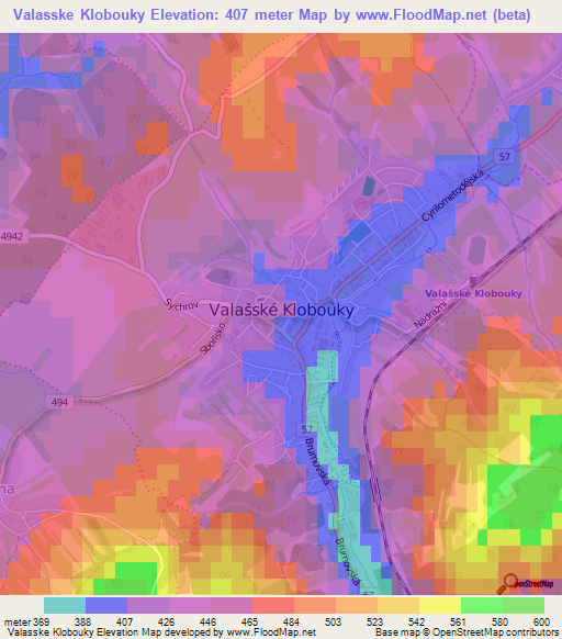 Valasske Klobouky,Czech Republic Elevation Map