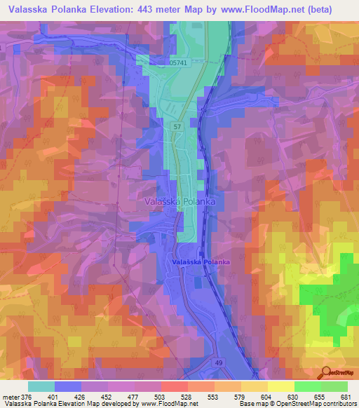 Valasska Polanka,Czech Republic Elevation Map