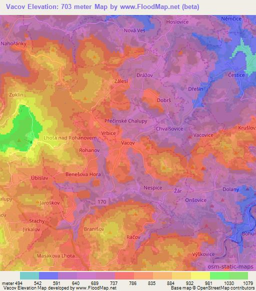 Vacov,Czech Republic Elevation Map