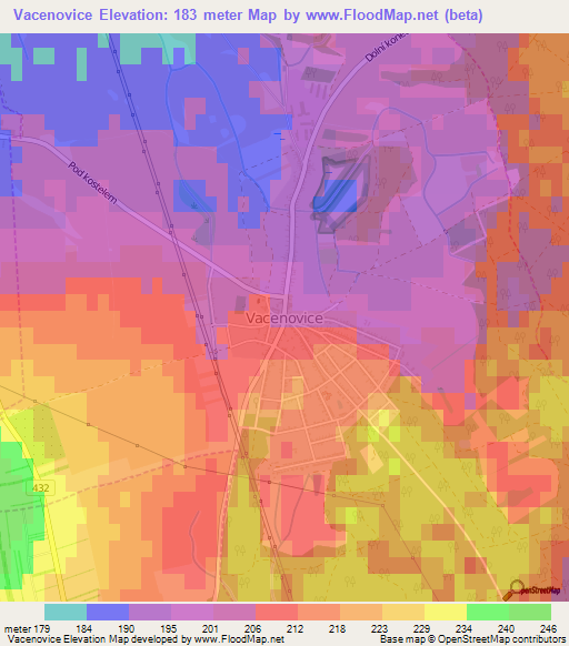 Vacenovice,Czech Republic Elevation Map