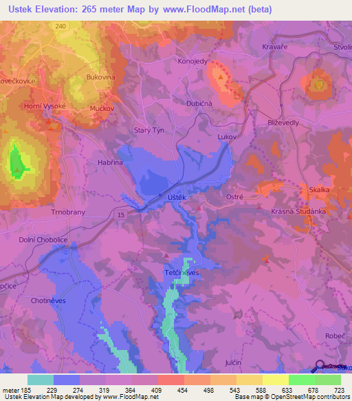 Ustek,Czech Republic Elevation Map