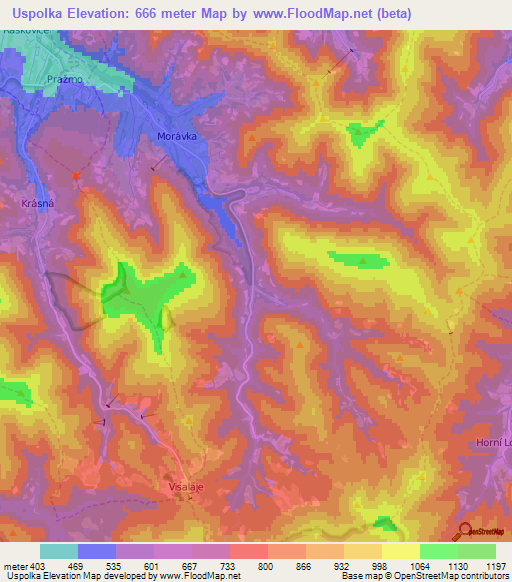 Uspolka,Czech Republic Elevation Map