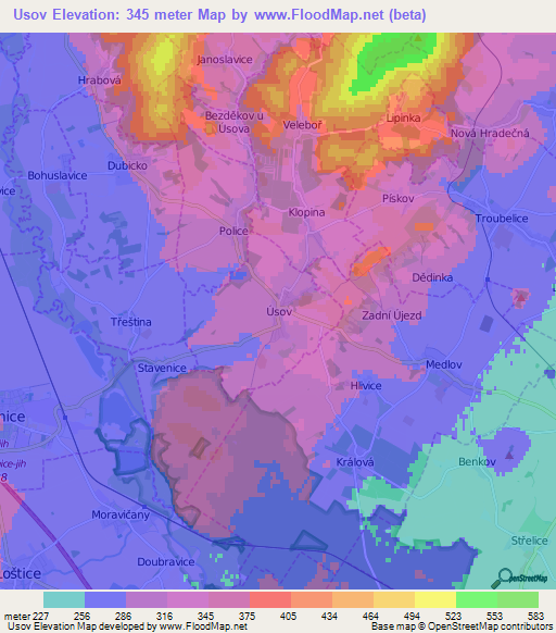Usov,Czech Republic Elevation Map