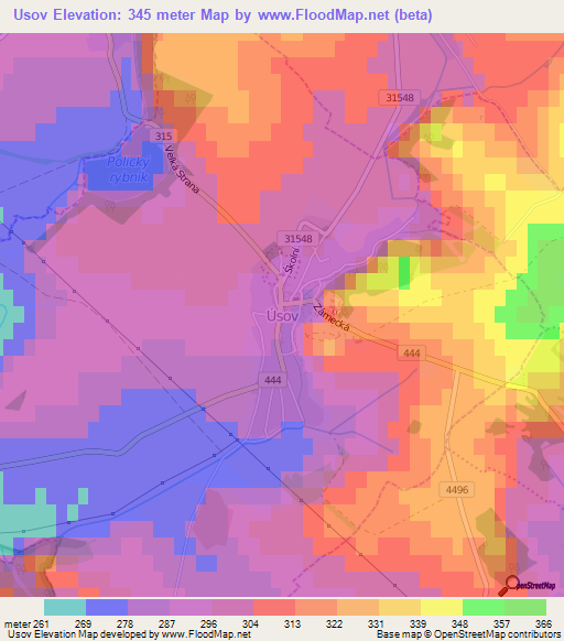 Usov,Czech Republic Elevation Map