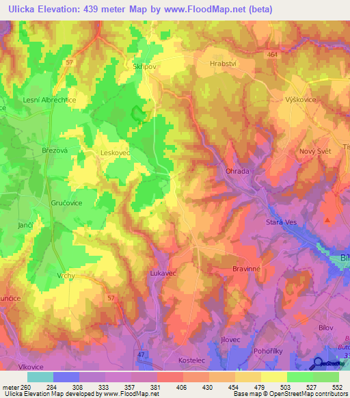 Ulicka,Czech Republic Elevation Map