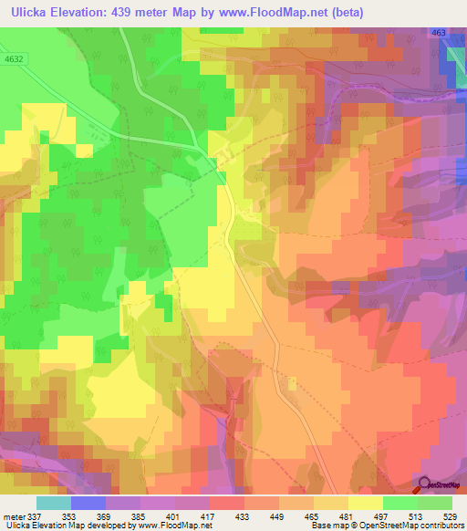 Ulicka,Czech Republic Elevation Map