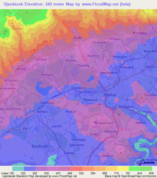 Ujezdecek,Czech Republic Elevation Map