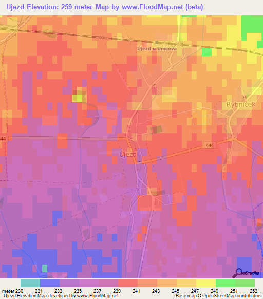 Ujezd,Czech Republic Elevation Map