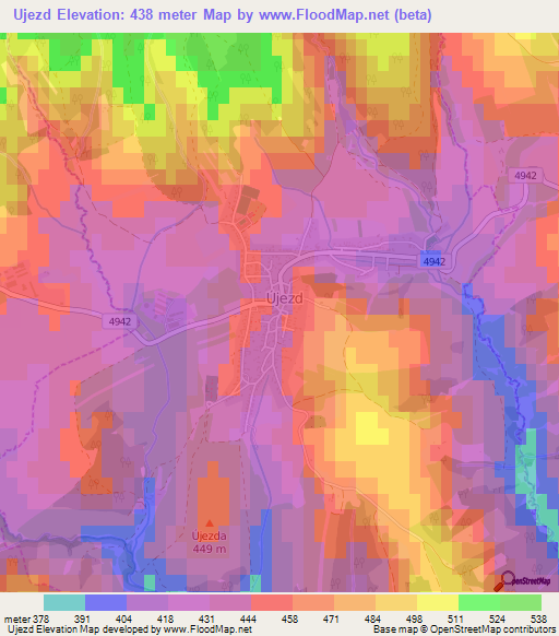 Ujezd,Czech Republic Elevation Map