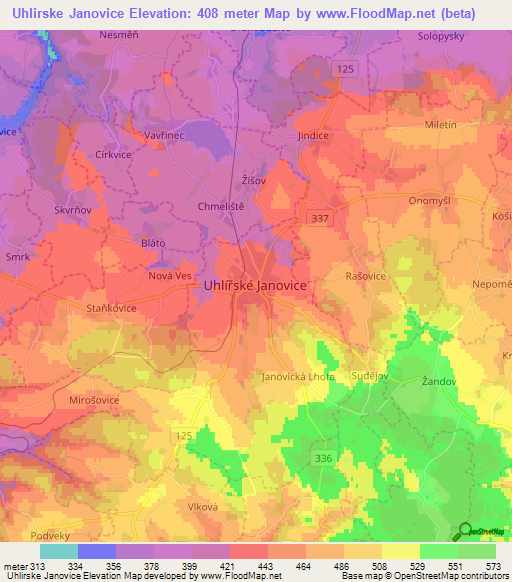 Uhlirske Janovice,Czech Republic Elevation Map
