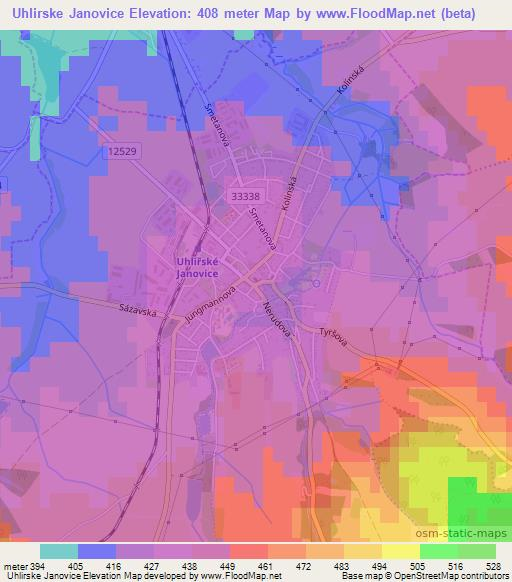 Uhlirske Janovice,Czech Republic Elevation Map