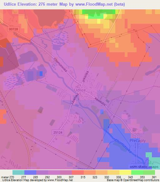 Udlice,Czech Republic Elevation Map