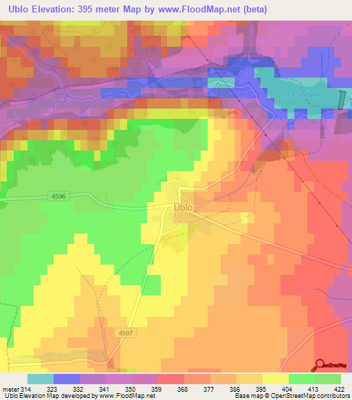 Ublo,Czech Republic Elevation Map