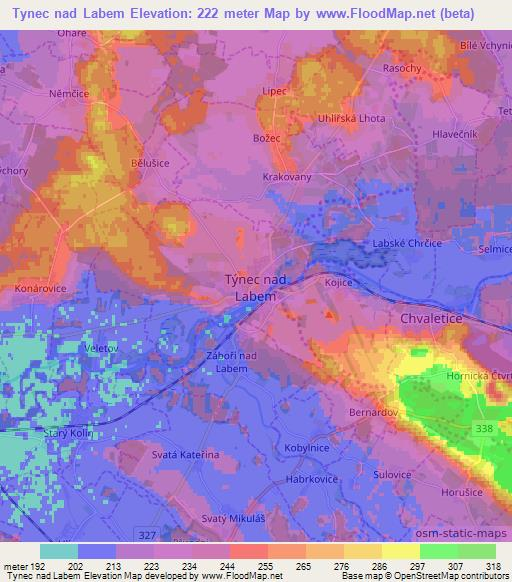 Tynec nad Labem,Czech Republic Elevation Map