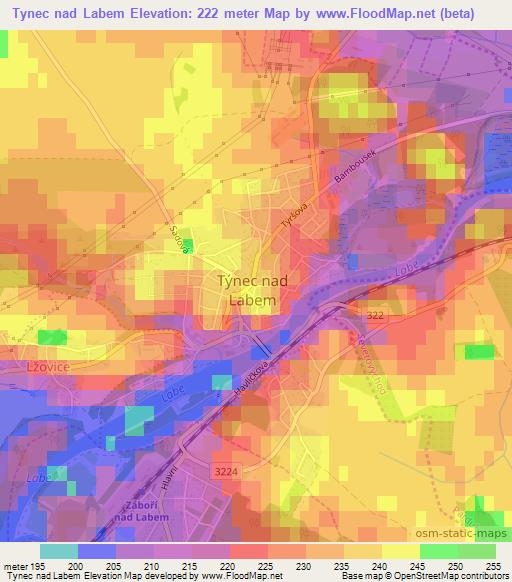 Tynec nad Labem,Czech Republic Elevation Map