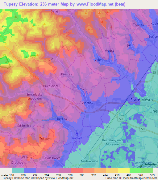 Tupesy,Czech Republic Elevation Map
