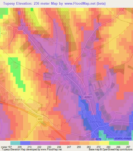 Tupesy,Czech Republic Elevation Map