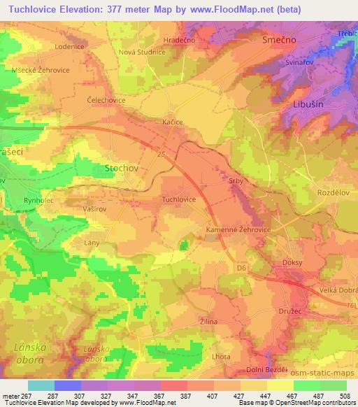 Tuchlovice,Czech Republic Elevation Map