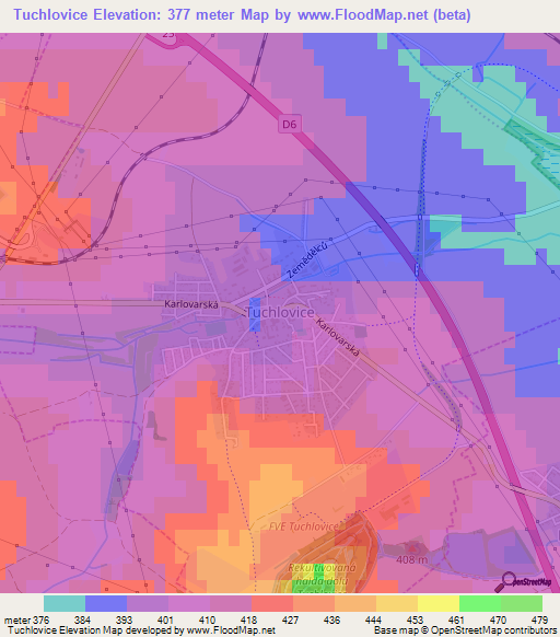 Tuchlovice,Czech Republic Elevation Map