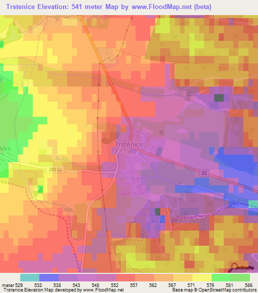 Trstenice,Czech Republic Elevation Map