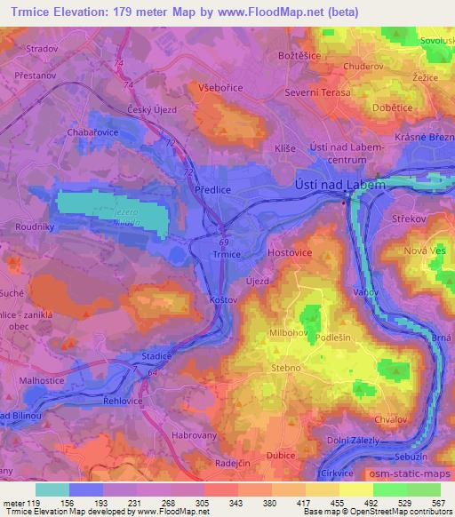 Trmice,Czech Republic Elevation Map