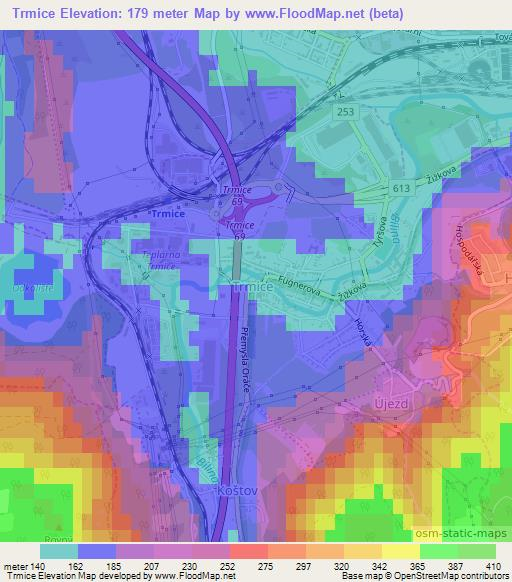 Trmice,Czech Republic Elevation Map