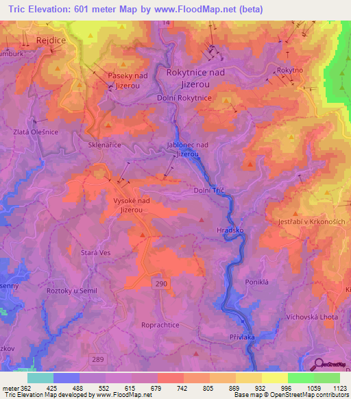 Tric,Czech Republic Elevation Map