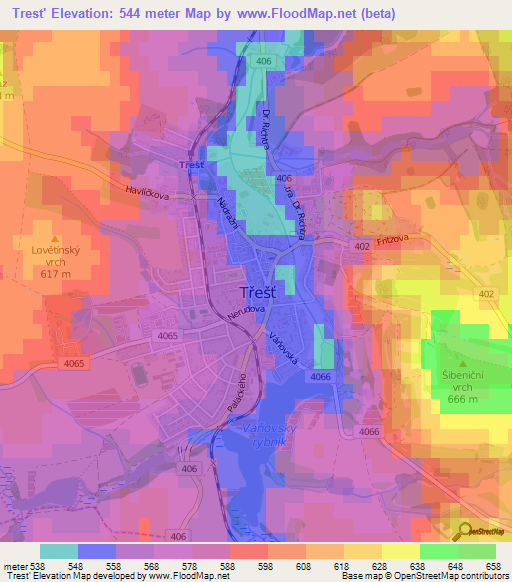 Trest',Czech Republic Elevation Map