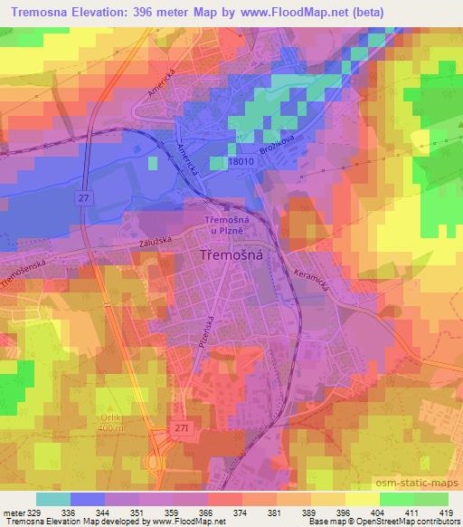 Tremosna,Czech Republic Elevation Map