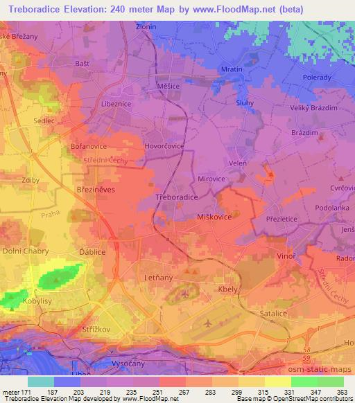 Treboradice,Czech Republic Elevation Map