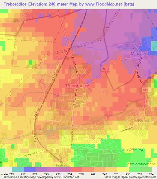 Treboradice,Czech Republic Elevation Map