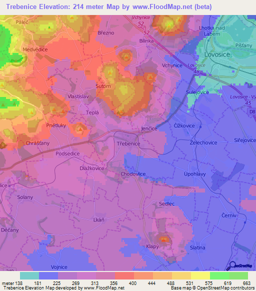 Trebenice,Czech Republic Elevation Map