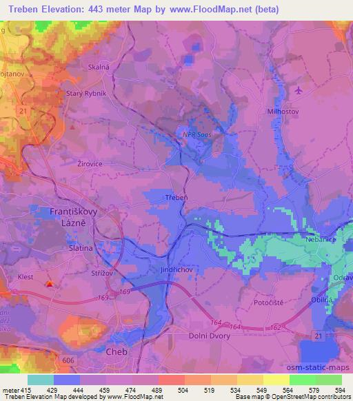 Treben,Czech Republic Elevation Map