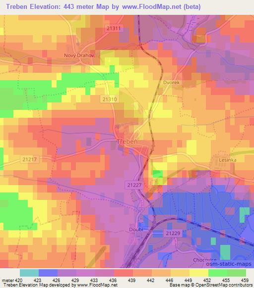 Treben,Czech Republic Elevation Map