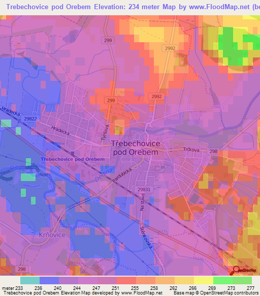 Trebechovice pod Orebem,Czech Republic Elevation Map