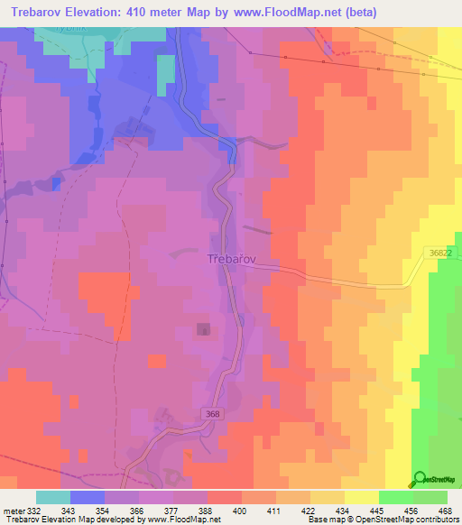 Trebarov,Czech Republic Elevation Map